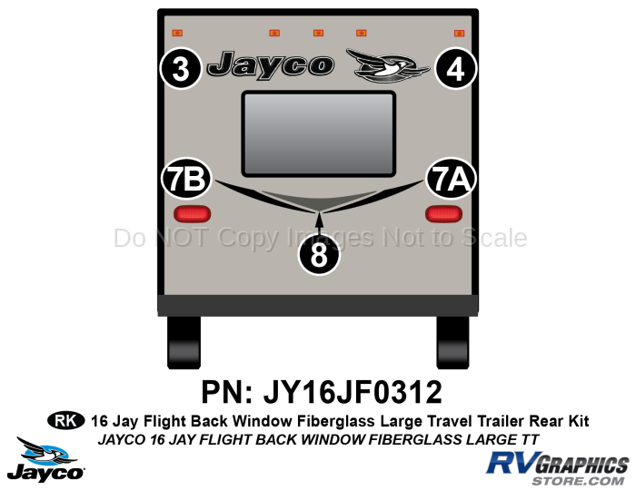 5 Piece 2016 Jayflight Fiberglass Backwindow Lg TT Rear Graphics Kit