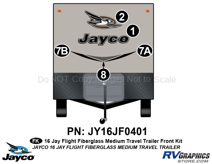 5 Piece 2016 Jayflight Fiberglass Medium TT Front Graphics Kit