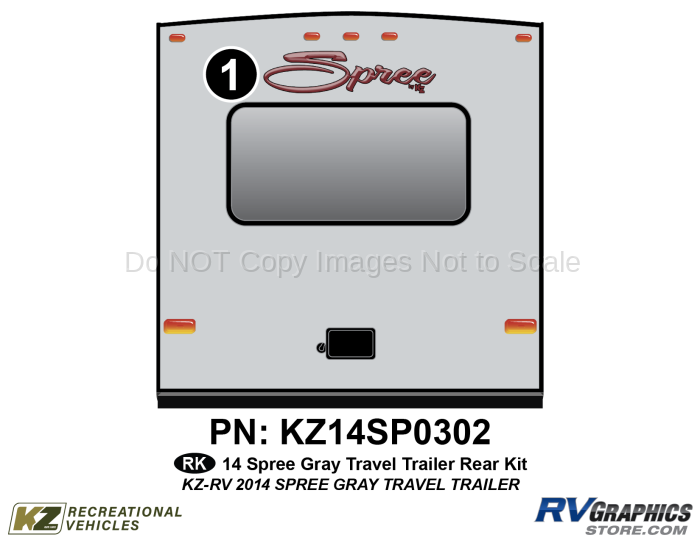 1 Piece 2014 Spree Travel Trailer Gray Sidewalls Rear Graphics Kit