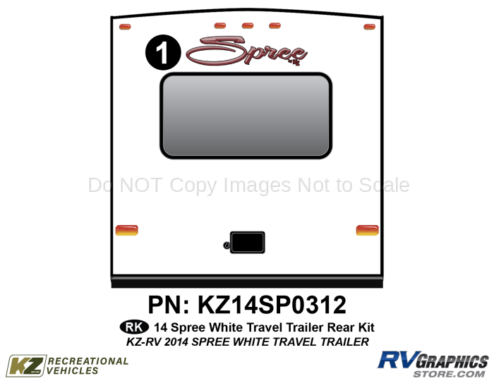 1 Piece 2014 Spree Travel Trailer White Sidewalls Rear Graphics Kit