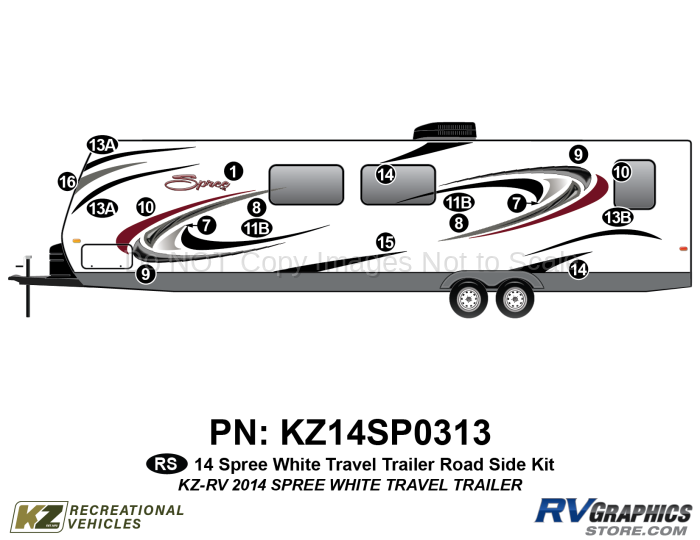 18 Piece 2014 Spree Travel Trailer White Sidewalls Roadside Graphics Kit