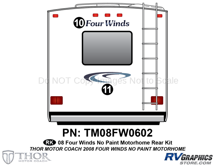 2 Piece 2007-2008 Four Winds Class C MH Rear Graphics Kit