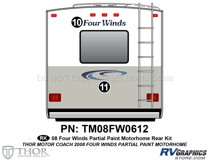 2 Piece 2007-2008 Four Winds Class C MH Partial Paint Rear Graphics Kit
