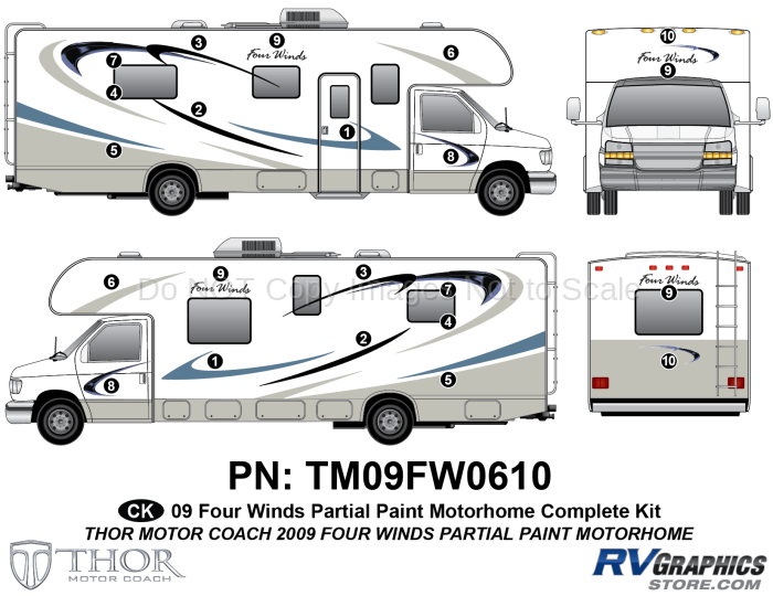 22 Piece 2009 Four Winds MH Complete Graphics Kit-Partial Paint