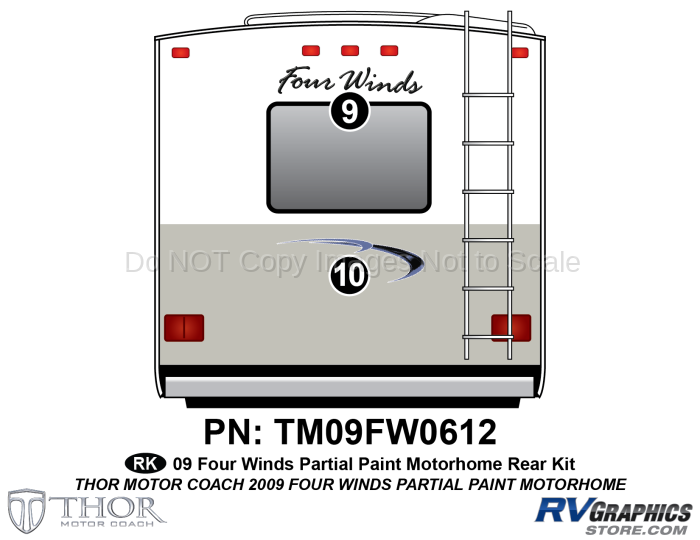 2 Piece 2009 Four Winds MH Rear Graphics Kit-Partial Paint