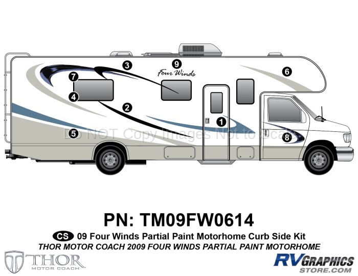 9 Piece 2009 Four Winds MH Curbside Graphics Kit-Partial Paint