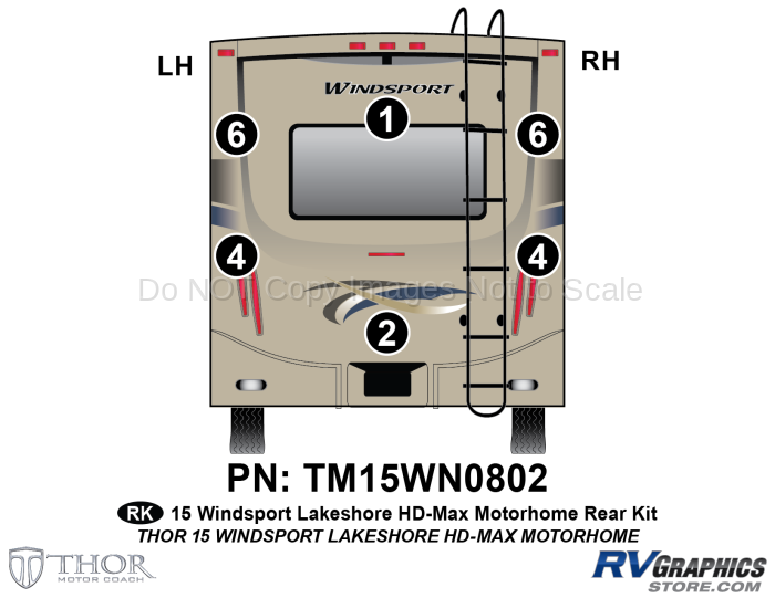 6 Piece 2015 Windsport MH Lakeshore Rear Graphics Kit