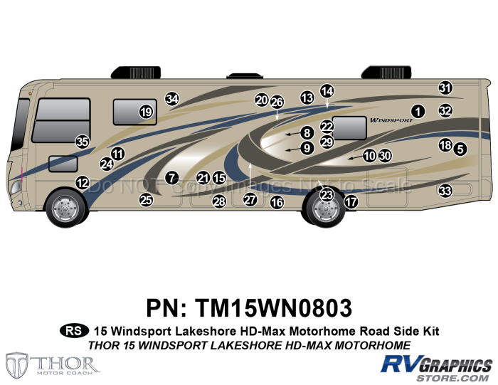 36 Piece 2015 Windsport MH Lakeshore Roadside Graphics Kit