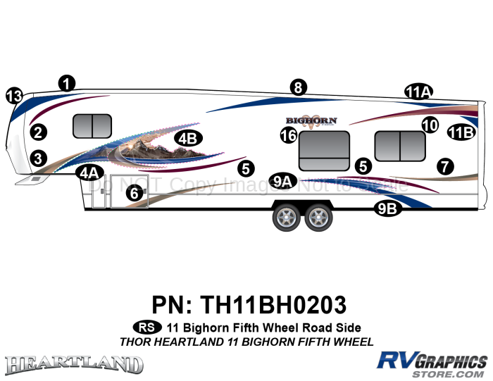 16 Piece 2011 Bighorn Fifth Wheel Roadside Graphics Kit