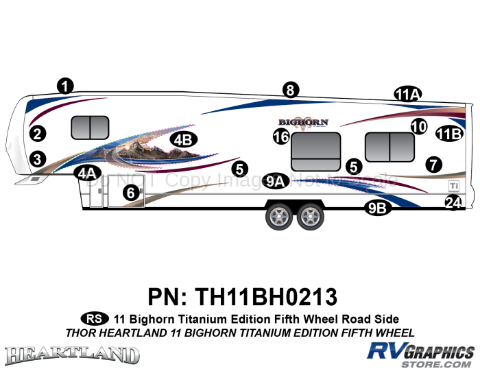 17 Piece 2011 Bighorn Titanium Edition Fifth Wheel Roadside Graphics Kit
