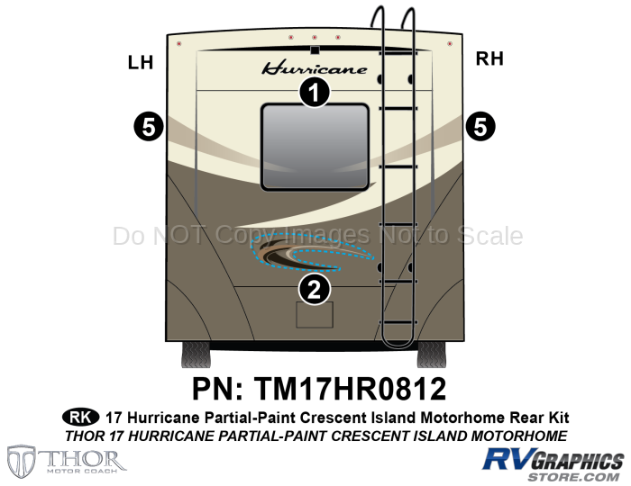 4 Piece 2017 Hurricane MH Crescent Island Rear Graphics Kit