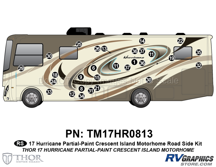 29 Piece 2017 Hurricane MH Crescent Island Roadside Graphics Kit