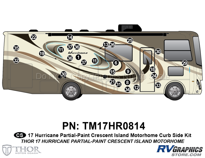 29 Piece 2017 Hurricane MH Crescent Island Curbside Graphics Kit