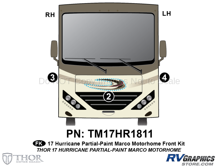 3 Piece 2017 Hurricane MH Marco Front Graphics Kit