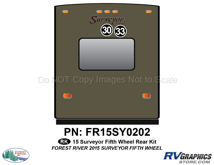2 Piece 2015 Surveyor Fifth Wheel Rear Graphics Kit