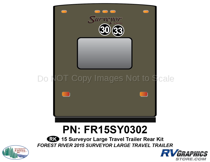 2 Piece 2015 Surveyor Lg Travel Trailer Rear Graphics Kit