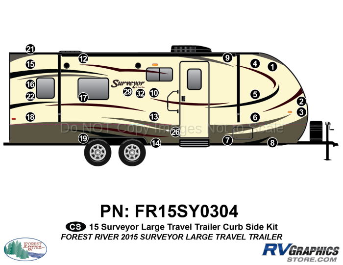 23 Piece 2015 Surveyor Lg Travel Trailer Curbside Graphics Kit