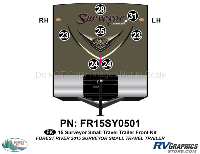 7 Piece 2015 Surveyor Small Travel Trailer Front Graphics Kit