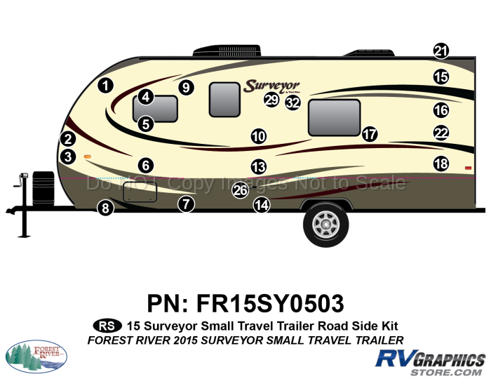 21 Piece 2015 Surveyor Small Travel Trailer Roadside Graphics Kit
