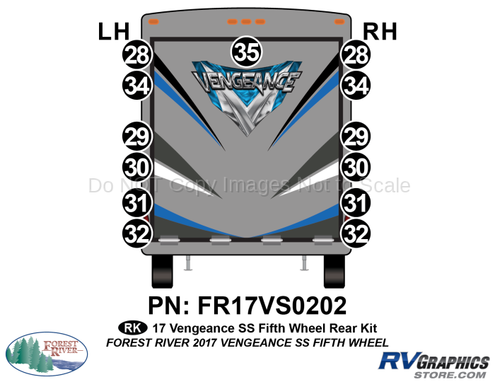 13 Piece 2017 Vengeance SS Fifth Wheel Rear Graphics Kit