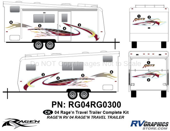 14 Piece 2004 Ragen RV Complete Graphics Kit
