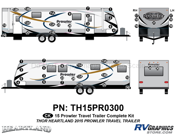 49 Piece 2015 Prowler Travel Trailer Complete Graphics Kit