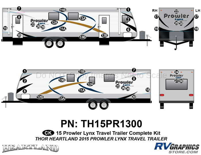 42 Piece 2015 Prowler Lynx Travel Trailer Complete Graphics Kit