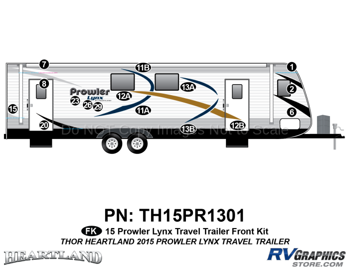 7 Piece 2015 Prowler Lynx Travel Trailer Front Graphics Kit