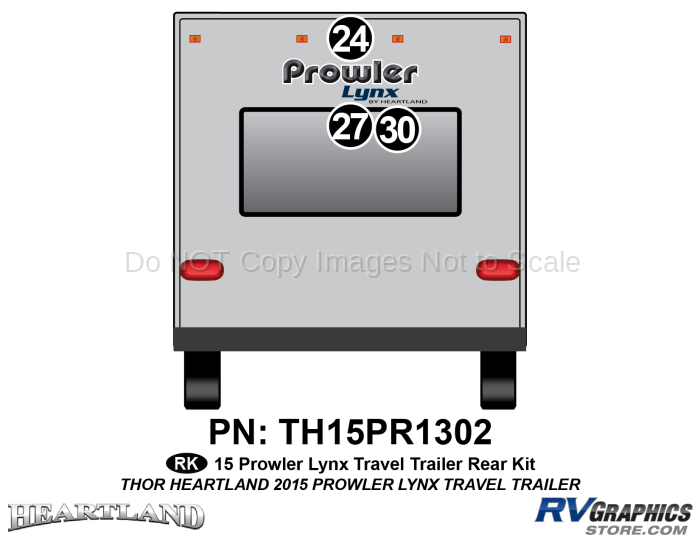 3 Piece 2015 Prowler Lynx Travel Trailer Rear Graphics Kit