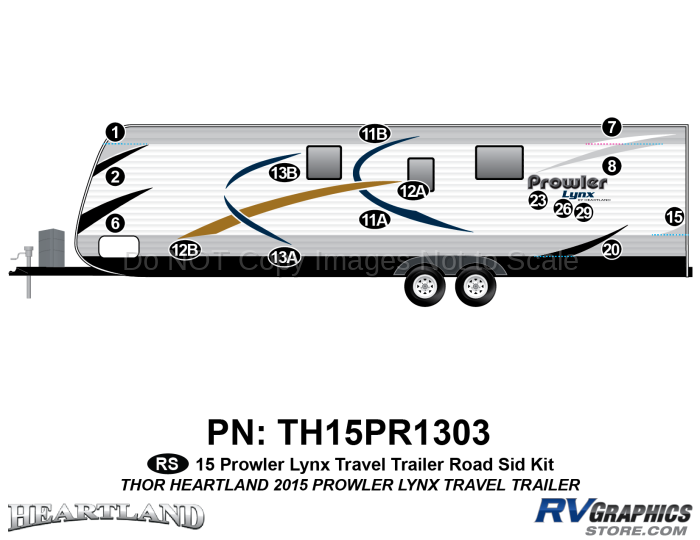 16 Piece 2015 Prowler Lynx Travel Trailer Roadside Graphics Kit