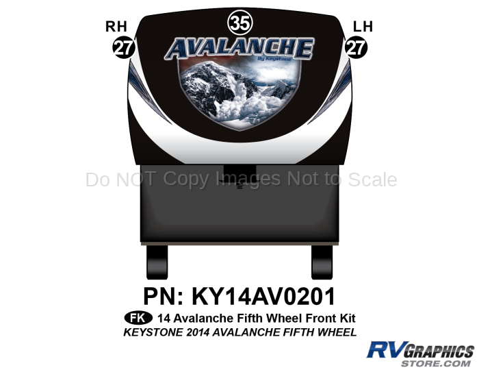 3 Piece 2014 Avalanche Fifth Wheel Front Graphics Kit