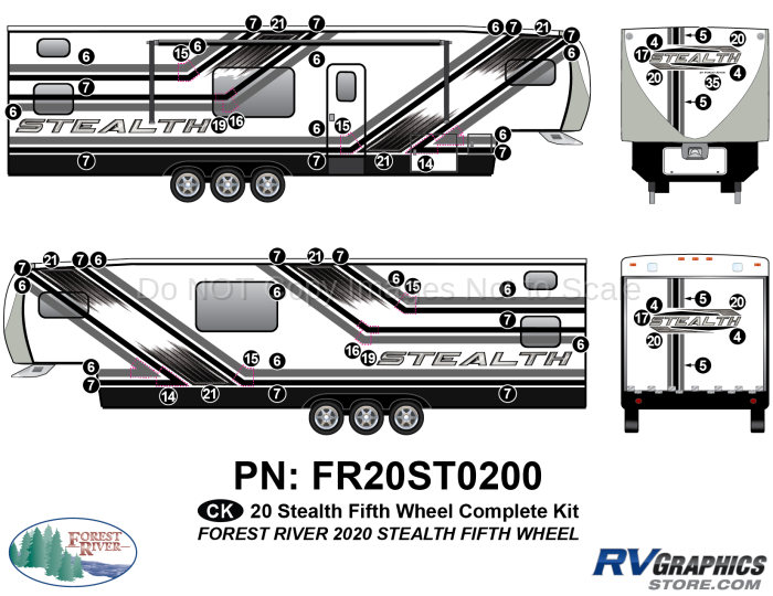 93 Piece 2020 Stealth Fifth Wheel Complete Graphics Kit