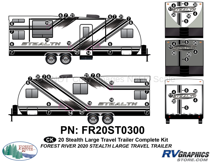 73 Piece 2020 Stealth Lg Travel Trailer Complete Graphics Kit