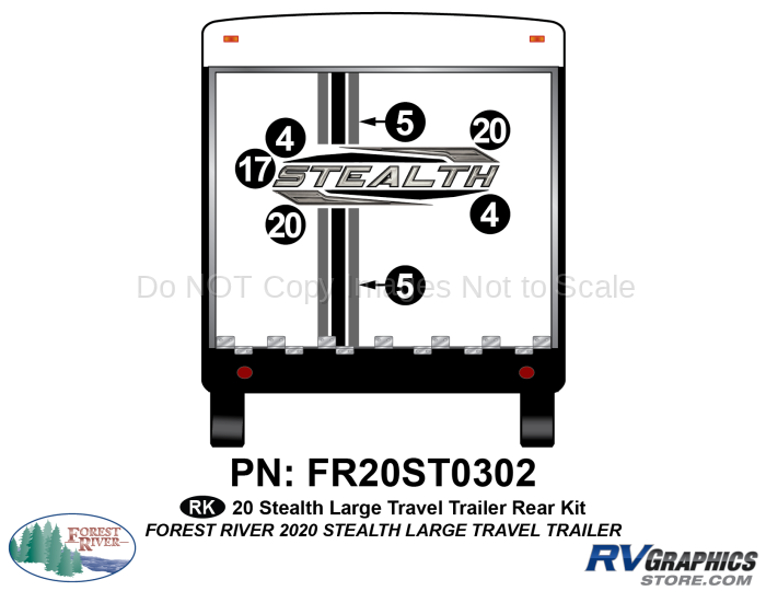 6 Piece 2020 Stealth Lg Travel Trailer Rear Graphics Kit