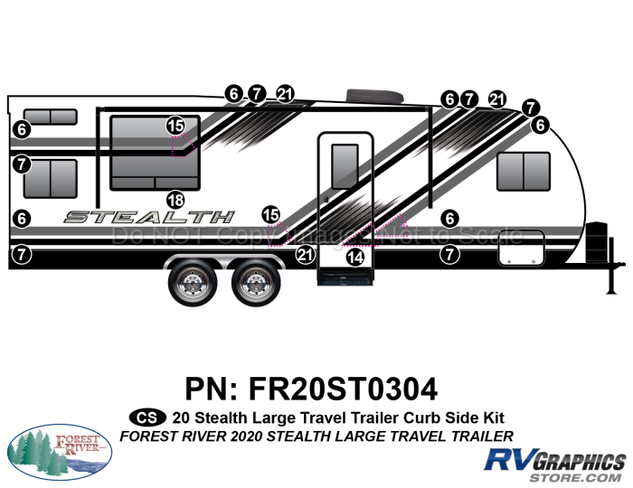30 Piece 2020 Stealth Lg Travel Trailer Curbside Graphics Kit