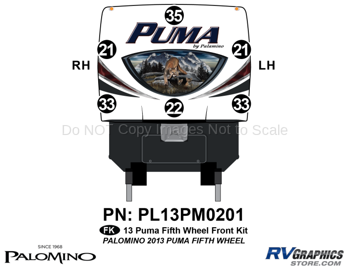 6 Piece 2013 Puma Fifth Wheel Front Graphics Kit
