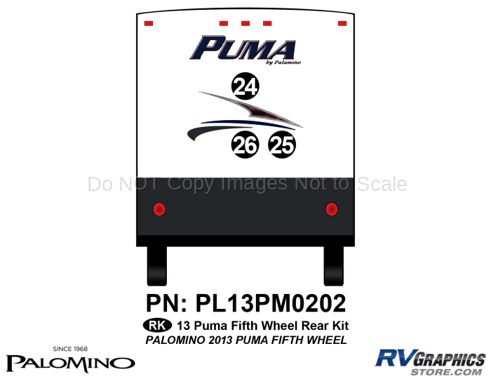 4 Piece 2013 Puma Fifth Wheel Rear Graphics Kit