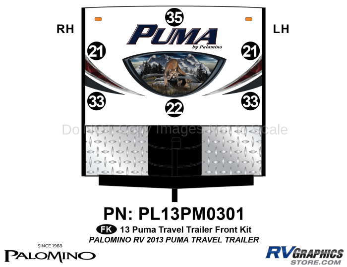 6 Piece 2013 Puma Lg Travel Trailer Front Graphics Kit