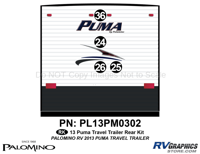 4 Piece 2013 Puma Lg Travel Trailer Rear Graphics Kit