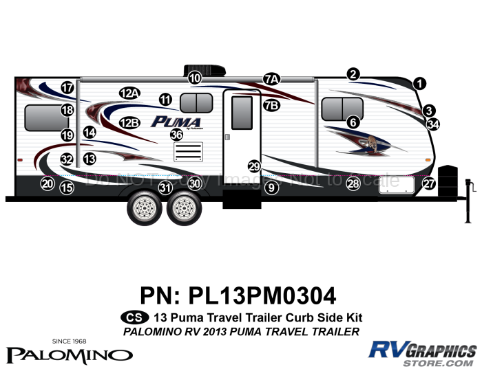 26 Piece 2013 Puma Lg Travel Trailer Curbside Graphics Kit