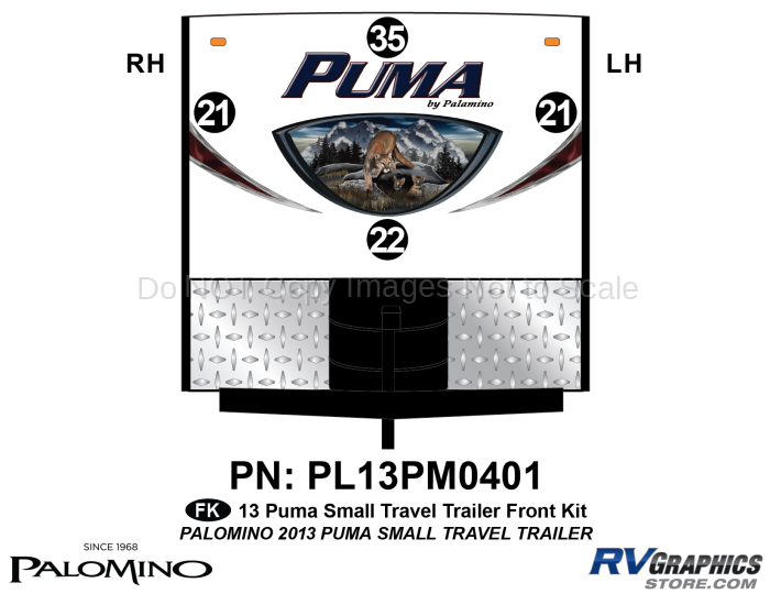 4 Piece 2013 Puma Small Travel Trailer Front Graphics Kit