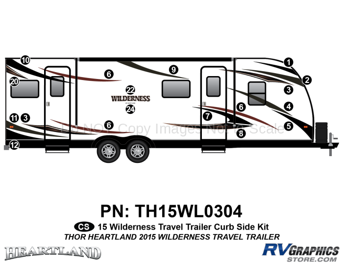 18 Piece 2015 Wilderness Travel Trailer Curbside Graphics Kit
