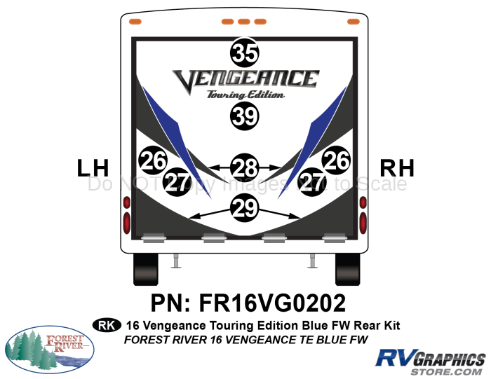 10 Piece 2016 Vengeance Blue FW Rear Graphics Kit