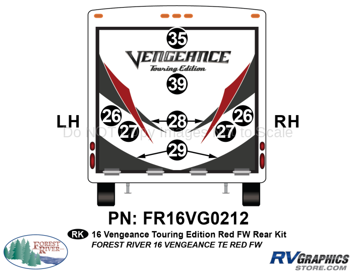 10 Piece 2016 Vengeance Red FW Rear Graphics Kit