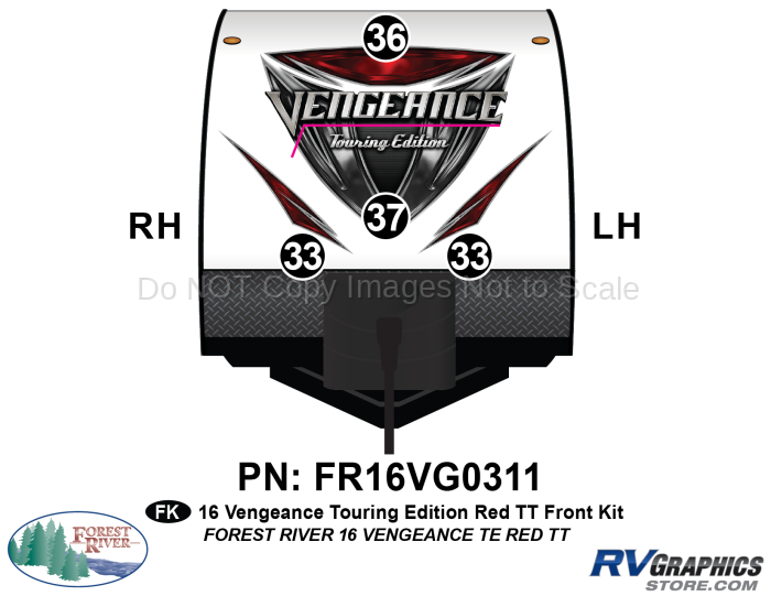 10 Piece 2016 Vengeance Red FW Front Graphics Kit