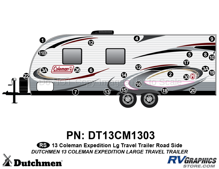 25 Piece 2013 Coleman Expedition Large Travel Trailer Roadside Graphics Kit