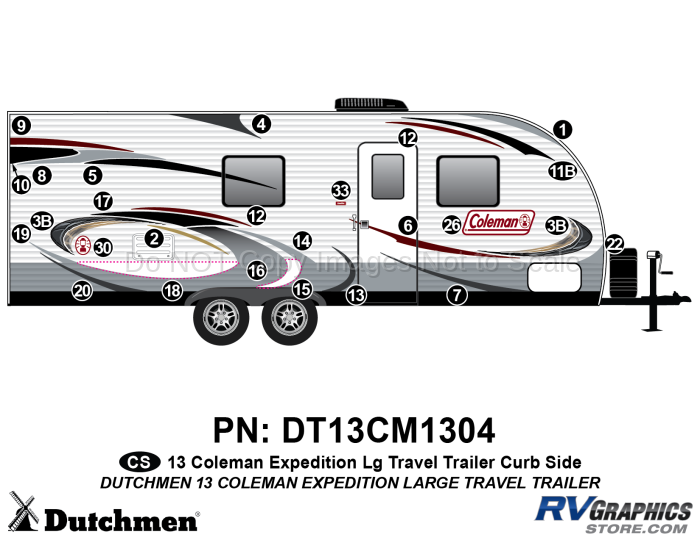 26 Piece 2013 Coleman Expedition Large Travel Trailer Curbside Graphics Kit