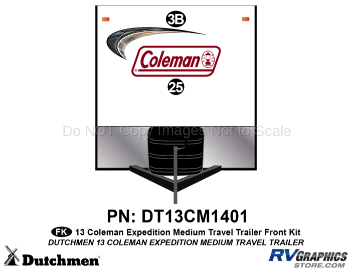 4 Piece 2013 Coleman Expedition Medium Travel Trailer Front Graphics Kit