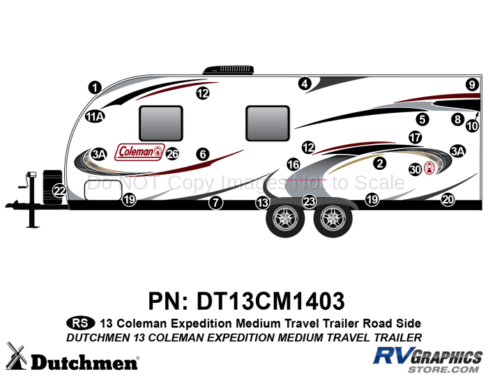 23 Piece 2013 Coleman Expedition Medium Travel Trailer Roadside Graphics Kit