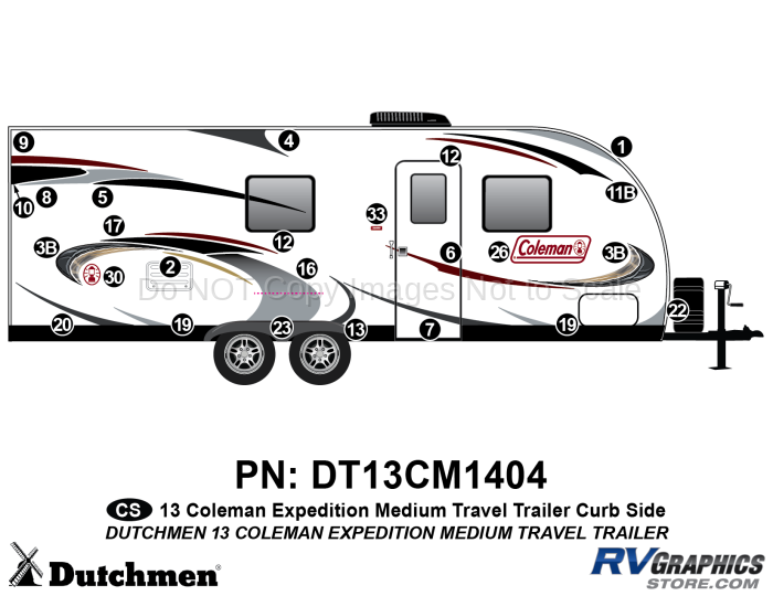 24 Piece 2013 Coleman Expedition Medium Travel Trailer Curbside Graphics Kit